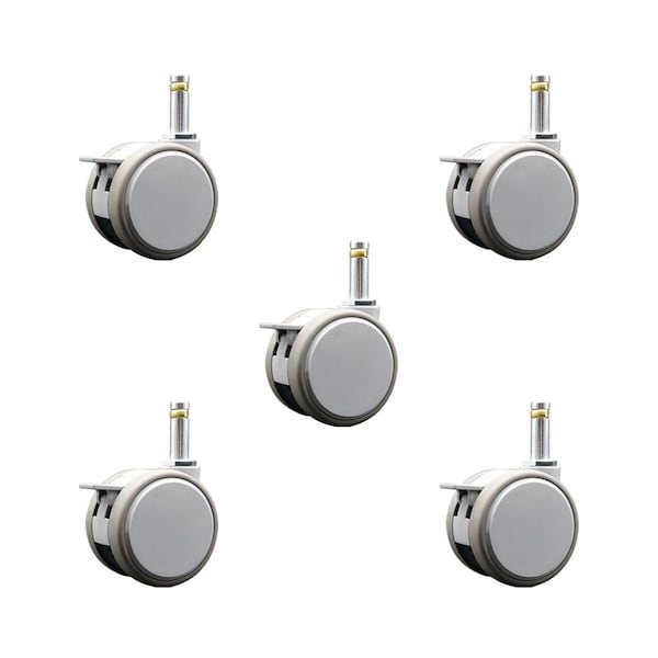 Service Caster 2.375 Inch MRI Safe Casters with Brakes, 7/16 Grip Ring Stem, Set of 5, SCC, 5PK SCC-GR02S60-TPR-GRY-B-716138-MRI-5 - main